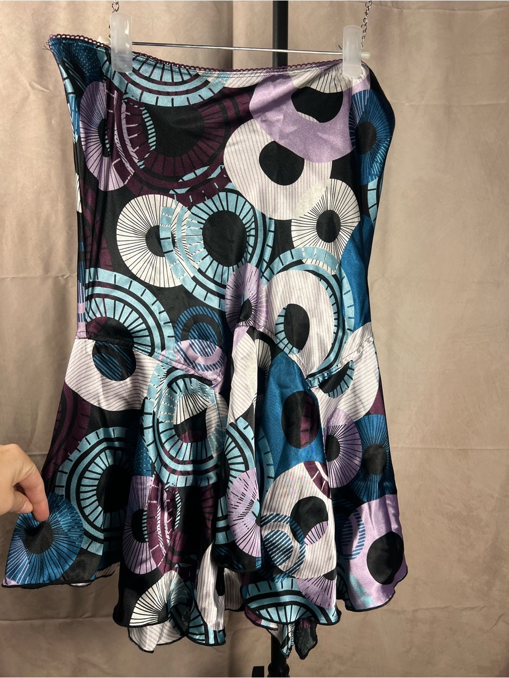 IZ Byer California Abstract Circle Print Flared Skirt Size L Y2K
